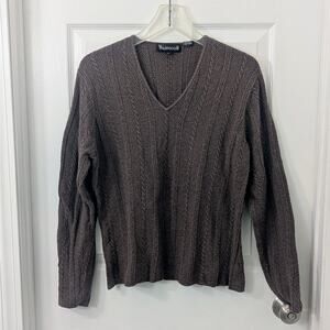 Wainscott 100% Cotton Textured Knit Sweater – Brown – Size XL